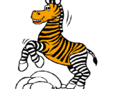 Desenho Zebra a saltar pedras pintado por girafa