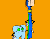 Desenho Dentes e escova de dentes pintado por Daniela Lobo