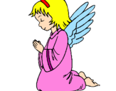 Desenho Anjo a orar pintado por 5ºe  ( meninas)