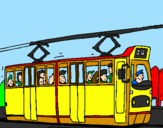 Desenho Eléctrico com passageiros pintado por Pedro V.