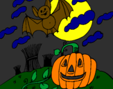 Desenho Paisagem Halloween pintado por thaile