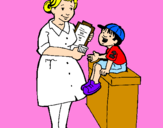 Desenho Enfermeira e menino pintado por AIane