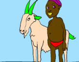 Desenho Cabra e criança africana pintado por ana 
