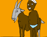 Desenho Cabra e criança africana pintado por afonso