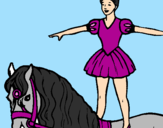 Desenho Trapezista em cima do cavalo pintado por palloma
