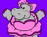 Desenho Hipopótamo com laço pintado por beatriz 