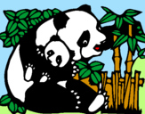 Desenho Mamã panda pintado por joaquim