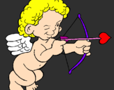 Desenho Cupido a apontar com a seta pintado por karoline