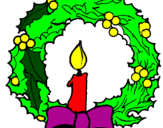 Desenho Coroa de natal e uma vela pintado por daniela