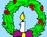 Desenho Coroa de natal e uma vela pintado por Rayane