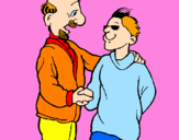 Desenho Pai e filho apertam a mão pintado por leanderson
