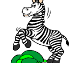 Desenho Zebra a saltar pedras pintado por ro
