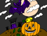 Desenho Paisagem Halloween pintado por Erlandia