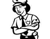 Desenho Mulher polícia pintado por bombeiro