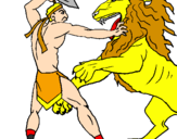 Desenho Gladiador contra leão pintado por JP13(007)