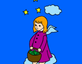 Desenho Anjo com cesta pintado por katy