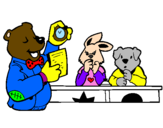 Desenho Professor urso e seus alunos pintado por HENRIQUE