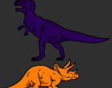 Desenho Tricerátopo e tiranossauro rex pintado por andre