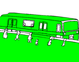 Desenho Passageiros à espera do comboio pintado por HUGO VICTORIO