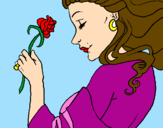 Desenho Princesa com uma rosa pintado por bertha.