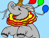 Desenho Elefante com 3 balões pintado por linny