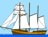 Desenho Veleiro de três mastros pintado por eduardo