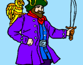 Desenho Pirata com um papagaio pintado por ygor cezar