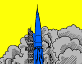 Desenho Lançamento foguete pintado por franciso