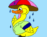 Desenho Pato sob a chuva pintado por luisa