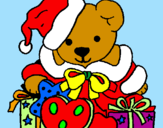 Desenho Ursinho com gorro natalício pintado por  ingrid