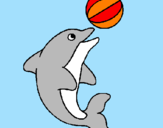 Desenho Golfinho a jogar com uma bola pintado por rita faial