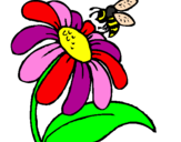 Desenho Margarida com abelha pintado por Laura