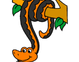 Desenho Serpente pendurada numa árvore pintado por girafa sapata
