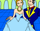 Desenho Princesa e príncipe no baile pintado por erica
