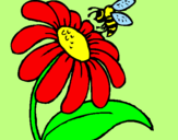 Desenho Margarida com abelha pintado por carol