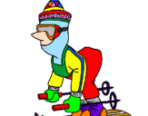 Desenho Esquiador abrigado pintado por PORTUGA E CAU