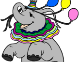 Desenho Elefante com 3 balões pintado por régis