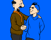 Desenho Pai e filho apertam a mão pintado por JUNIOR =]