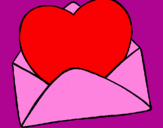 Desenho Coração num envelope pintado por Sara Correira