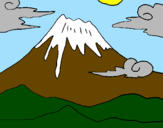 Desenho Monte Fuji pintado por Priscilla