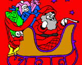 Desenho Pai Natal no seu trenó pintado por matheus