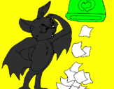 Desenho Morcego a recliclar pintado por henrique