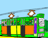Desenho Eléctrico com passageiros pintado por Lucas 