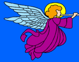 Desenho Anjo com grandes asas pintado por katy