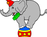 Desenho Elefante em cima de uma bola pintado por Bruno