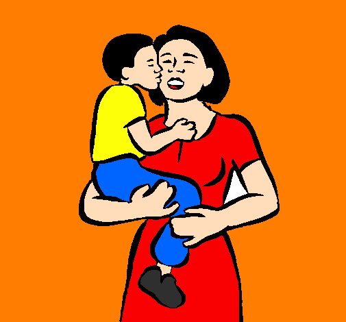 Desenho Beijo maternal pintado por graziele