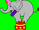 Desenho Elefante em cima de uma bola pintado por Renata
