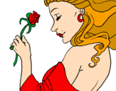 Desenho Princesa com uma rosa pintado por Francine