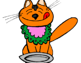 Desenho Gato a comer pintado por gato sarampitado