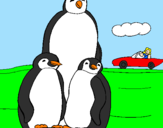 Desenho Familia pinguins pintado por Mariana